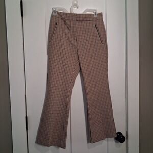 Maeve Anthropologie Gingham Kick Flare Pants Brown Black Check OB1930864 Size 0
